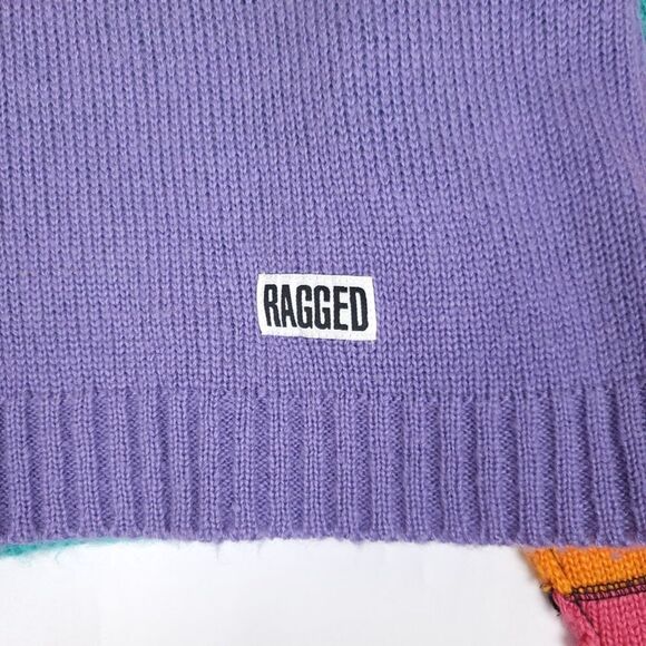 RAGGED PRIEST Dunce Colorblock Knit Sweater Oversized Lime Patchwork Womens XS - Picture 5 of 8